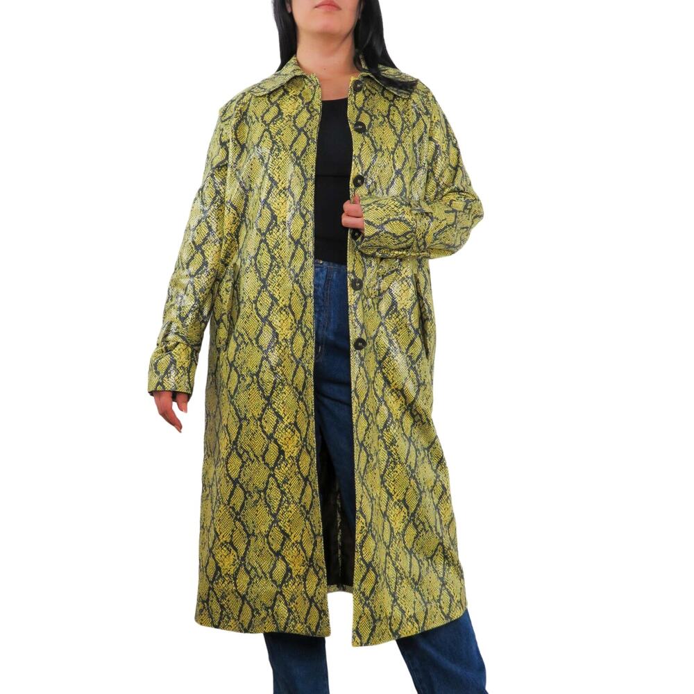 J.O.A. Green Snakeskin Python Print Long Jacket S… - image 2